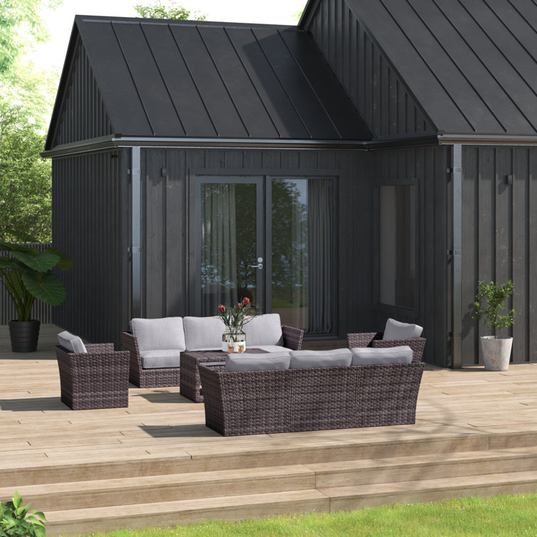 Mercury Row® Anner Fully Assembled 9 Piece Rattan Sectional Seating